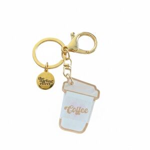 Gold and White Coffee Cup Keychain